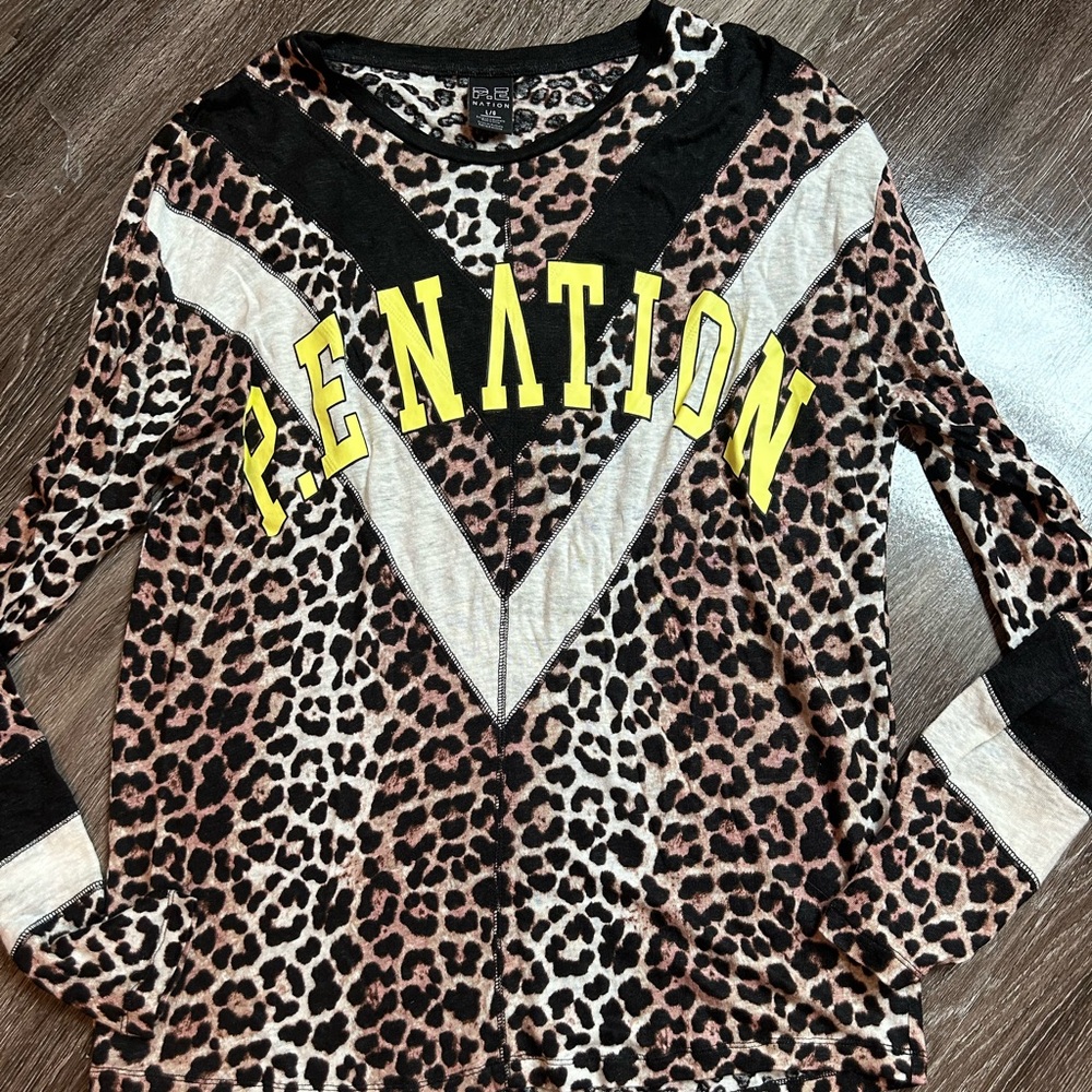 P.E.Nation leopard, linen long sleeve shirt